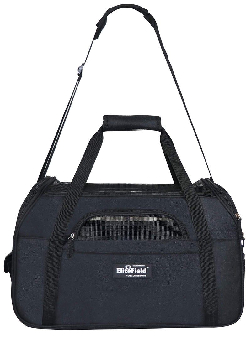 EliteField Soft Sided Pet Carrier (3 Year Warranty, Airline Approved), Multiple Sizes and Colors Available (Medium: 17" L x 9" W x 12" H, Black) - Image 5